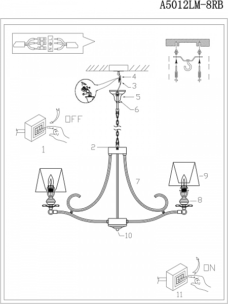 Подвесная люстра Arte Lamp EMPIRE A5012LM-8RB