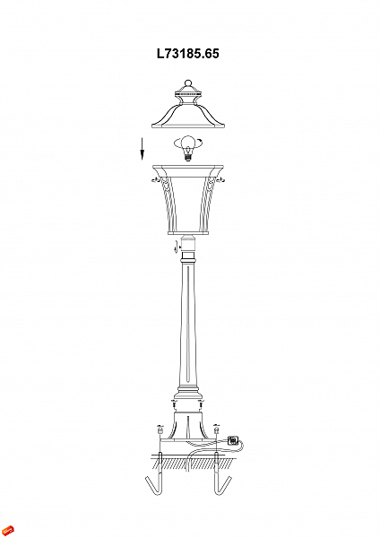 Столб фонарный уличный L'Arte Luce Taurus L73185.65