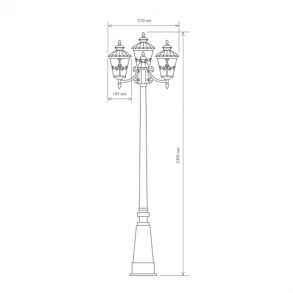 Столб фонарный уличный Elektrostandart Diadema Diadema F/3 (GLYF-8046F/3) черное золото