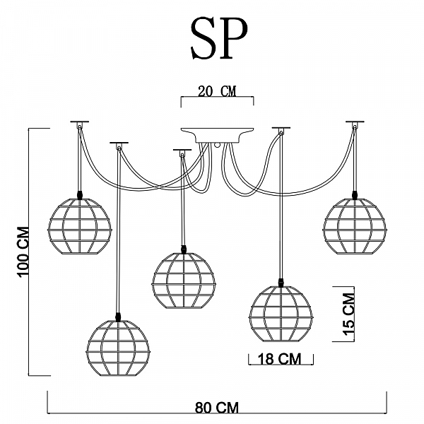 Светильник в форме паука Spider A1110SP-5WH Arte Lamp