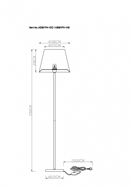 Торшер Arte Lamp Elba A2581PN-1CC