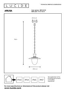 Уличный подвесной светильник Lucide Aruba 11872/01/30