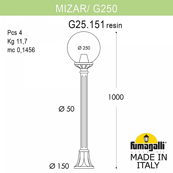 Уличный наземный светильник Fumagalli Globe 250 G25.151.000.BXE27