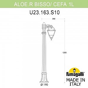 Уличный наземный светильник Fumagalli Cefa U23.163.S10.BXF1R