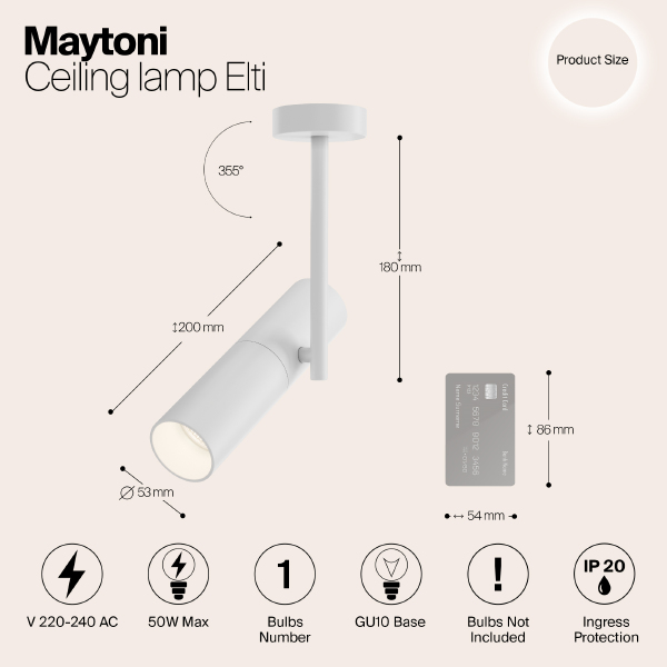 Светильник потолочный Maytoni Elti C020CL-01W