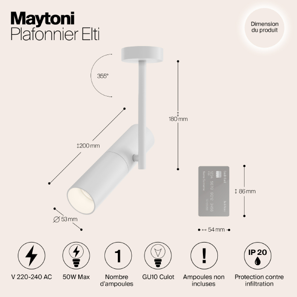 Светильник потолочный Maytoni Elti C020CL-01W