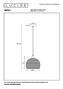 Светильник подвесной Lucide Mesh 43404/22/30