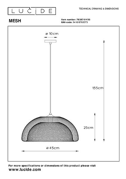 Светильник подвесной Lucide Mesh 78387/01/30