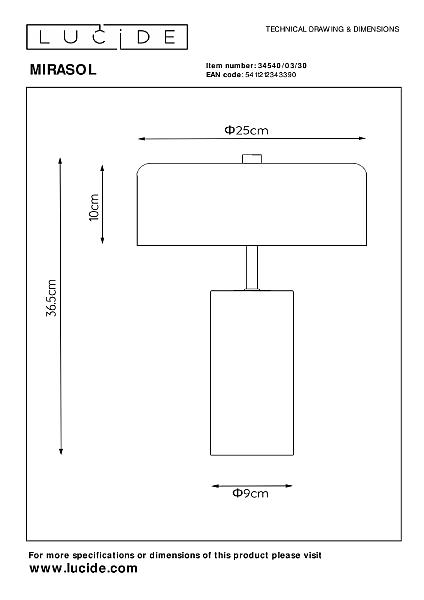 Настольная лампа Lucide Mirasol 34540/03/30