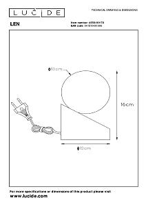 Настольная лампа Lucide Len 45561/01/70