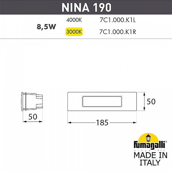 Подсветка для ступеней Fumagalli Nina 7C1.000.000.WYK1L