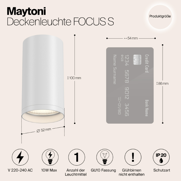 Накладной светильник Maytoni Focus S C052CL-01W