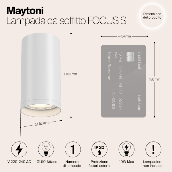 Накладной светильник Maytoni Focus S C052CL-01W