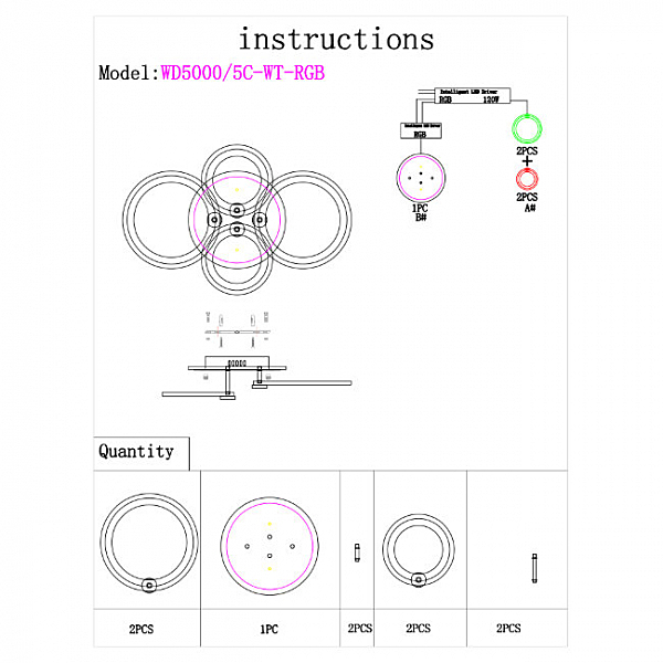 Потолочная люстра Wedo Light Merano WD5000/5C-WT-RGB