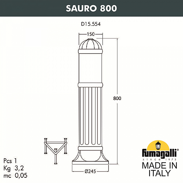 Уличный наземный светильник Fumagalli Sauro D15.554.000.AXF1R.FC1