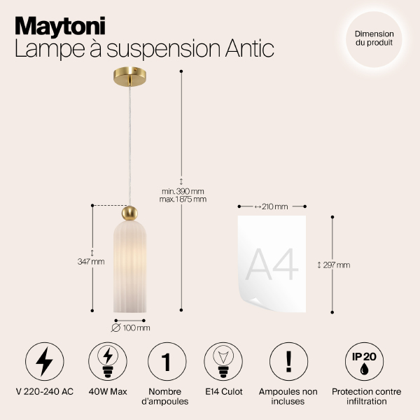 Светильник подвесной Maytoni Antic MOD302PL-01W