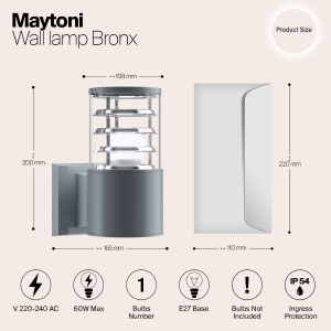 Уличный настенный светильник Maytoni Bronx O576WL-01GR