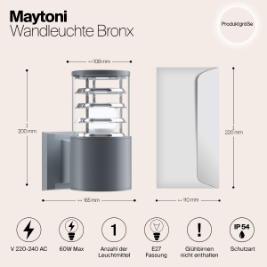 Уличный настенный светильник Maytoni Bronx O576WL-01GR