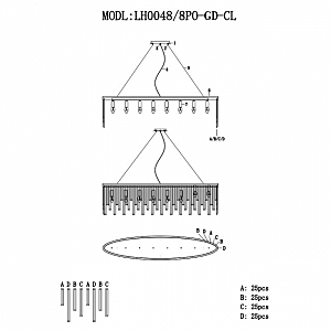 Подвесная люстра Lumien Hall Dzhillian LH0048/8PO-GD-CL