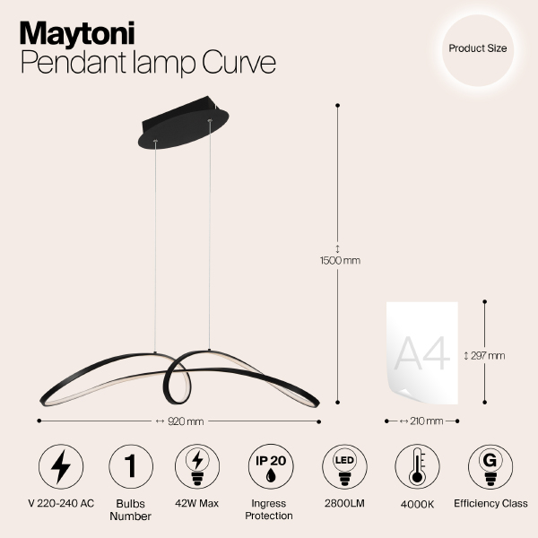 Подвесная люстра Maytoni Curve MOD156PL-L52B4K