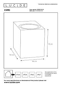Уличный настенный светильник Lucide Zaro 69800/01/31