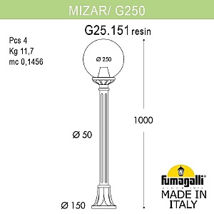 Уличный наземный светильник Fumagalli Globe 250 G25.151.000.WYF1R