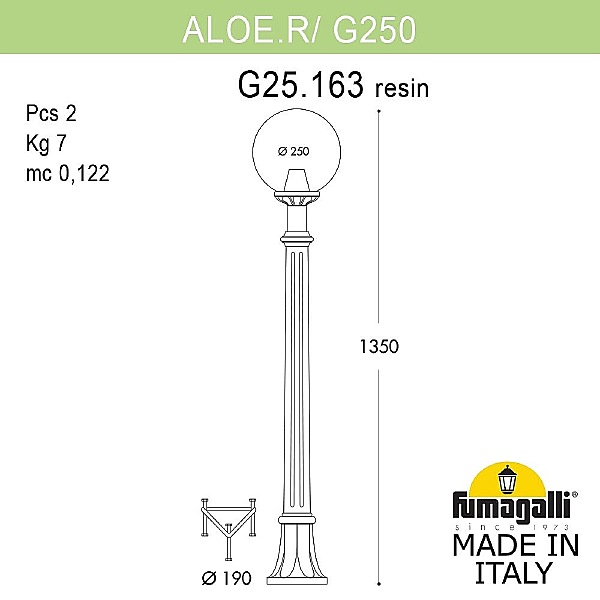Уличный наземный светильник Fumagalli Globe 250 G25.163.000.BZF1R