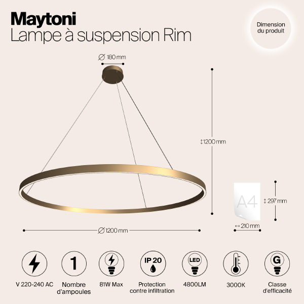 Подвесная люстра Maytoni Rim MOD058PL-L65BS3K