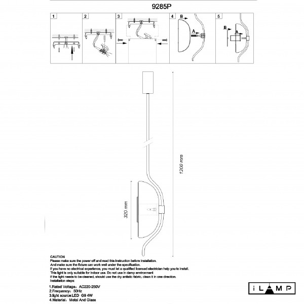 Светильник подвесной iLamp Stereo 9285P GL SM