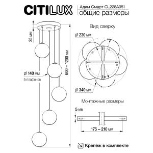 Светильник подвесной Citilux Адам Смарт CL228A051