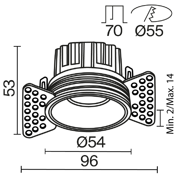 Встраиваемый светильник Maytoni Round DL058-7W3K-TRS-B