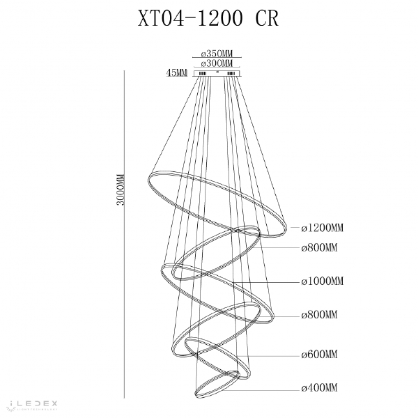 Подвесная люстра ILedex Axis XT04-D1200 CR