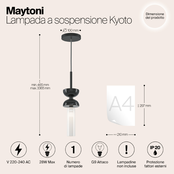 Светильник подвесной Maytoni Kyoto MOD178PL-01B