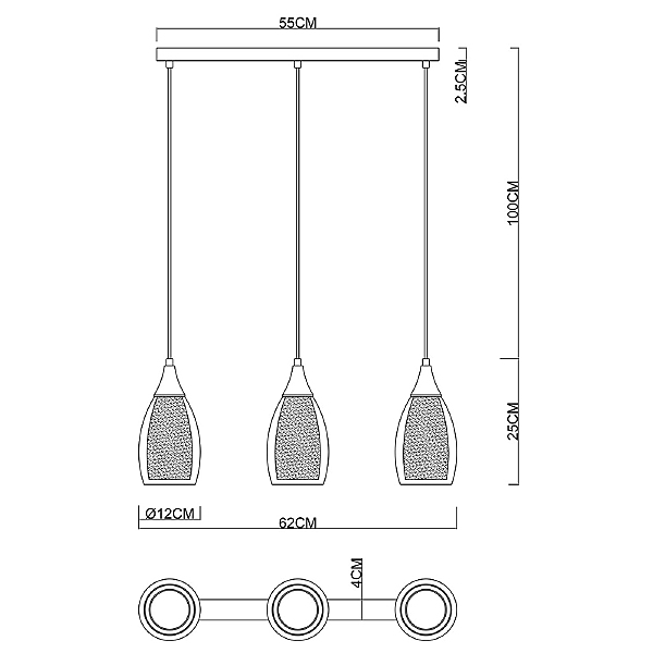 Светильник подвесной Arte Lamp Barry A7951SP-3BK